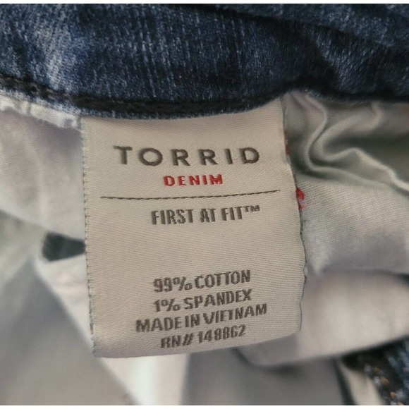 Torrid First At Fit Jeans Womens Size 20R Medium Wash High Denim Rise Whiskering - Picture 7 of 7